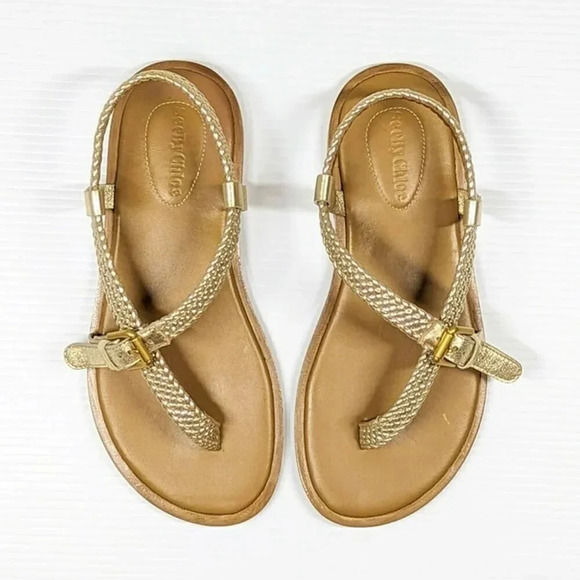See by Chloe Women's Nola Gold Braided Strap Thong Sandals Size 37 (MSRP $325) - Picture 3 of 10